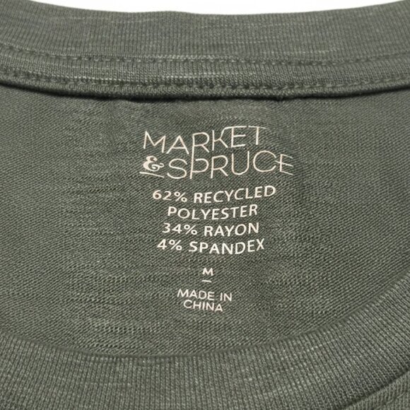 🌿 NWT Market & Spruce Recycled Blend Olive Green Space Dye Tee M - Picture 4 of 4